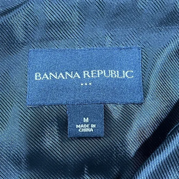 Banana Republic Trench Coat Jacket Men's Medium Black Rain Coat Career Preppy‎